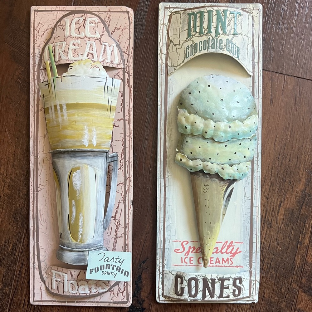 Ice Cream Wall Art Set - Vintage Style 3D